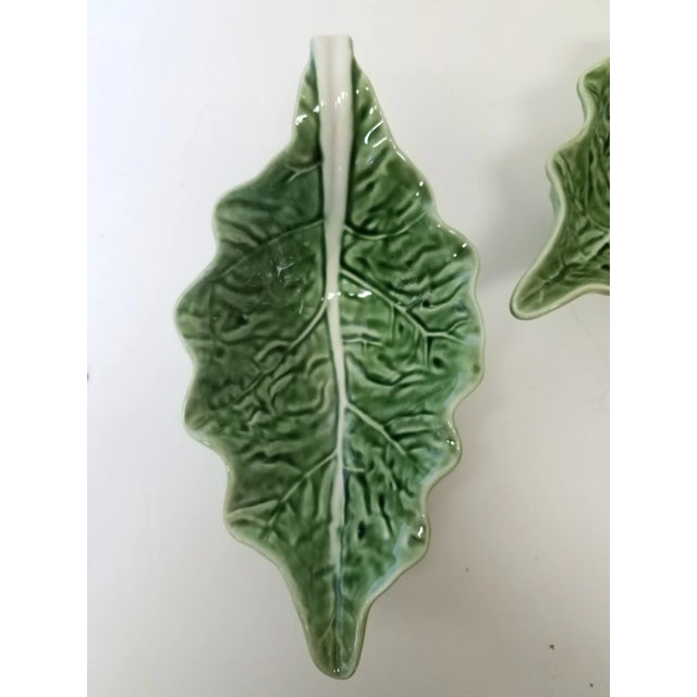 Perfect for sauces, nuts or condiments. Pair of Bordallo Pinheiro Cabbage Leaf Serving Bowls.