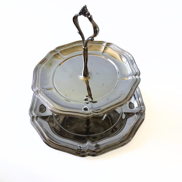 Vintage Silver Plated Two Storied Cake Plate, Sweden, 1900s, in Good conditions. Designed 1920 to 1949