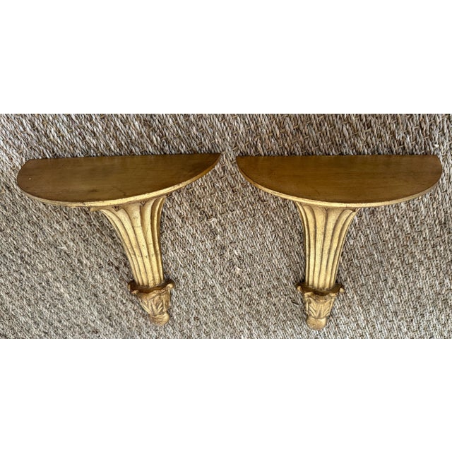 Pair Italian Gilded Carved Wall Shelves For Sale - Image 4 of 10