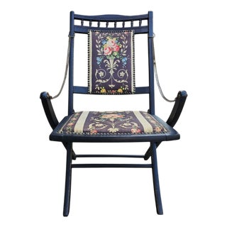 Victorian Upholstered Folding Chair For Sale