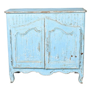French Provincial Louis XV Style Blue-Painted Two-Door Buffet For Sale