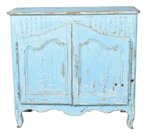 French Provincial Louis XV Style Blue-Painted Two-Door Buffet