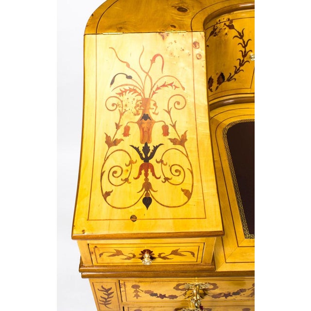 Vintage Satinwood Marquetry Writing Desk, 1990s For Sale - Image 13 of 18