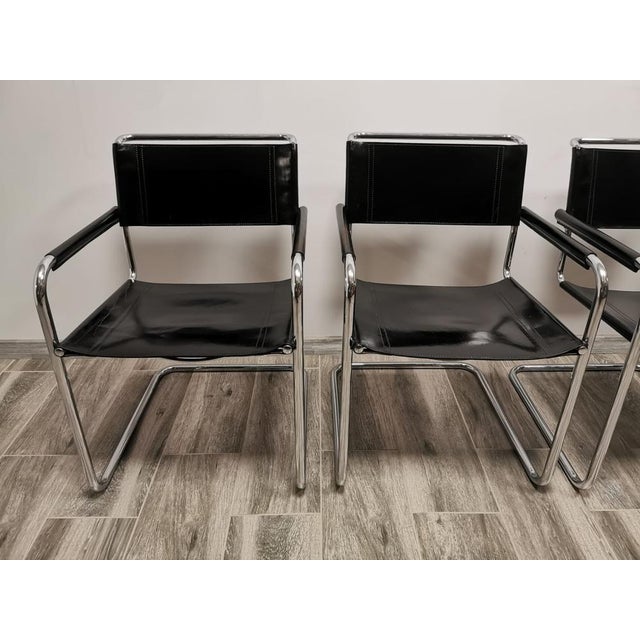 Mid-Century Chromed Leather Chairs attributed to Marcel Breuer, Set of 4 For Sale - Image 10 of 18