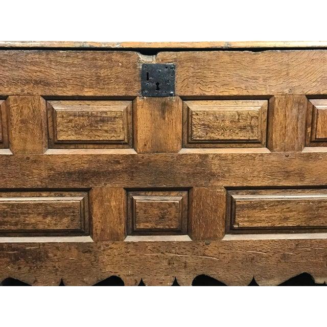 18th Century Primitive Oak Linen Coffer Chest For Sale - Image 11 of 13
