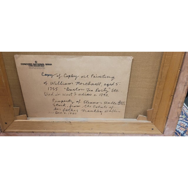 Textile Vintage Oil Painting of a Colonial Noble William Merchant 1755 For Sale - Image 7 of 13