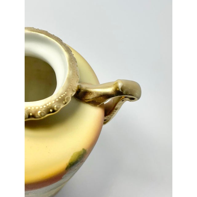 Antique 1910s Morimura Nippon Art Nouveau Iris Flower Landscape Handled Vase For Sale - Image 11 of 12