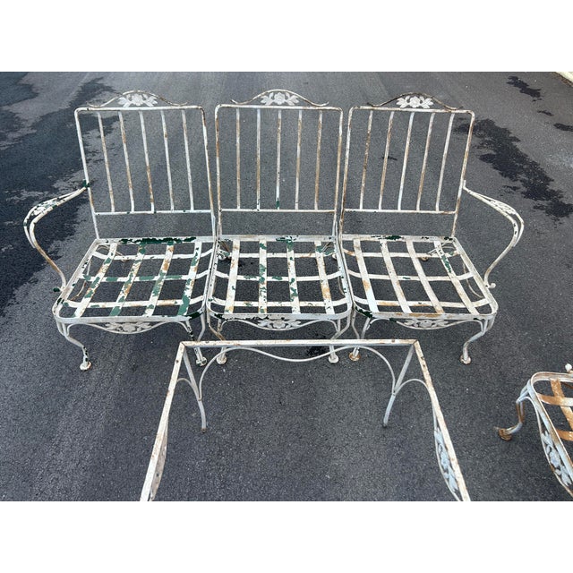 American Beautiful Vintage Wrought Iron Woodard Conversation Set, Attributed For Sale - Image 3 of 6