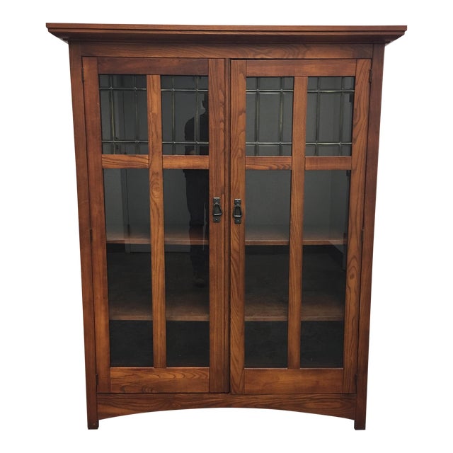 Bassett Furniture Mission Style Leaded Glass Book Case Chairish