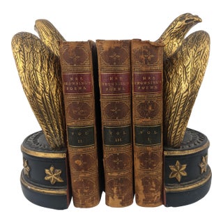 Antique 1874 Elizabeth Barrett Browning Poems – Complete 3-Volume Leather-Bound Set For Sale