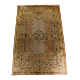 1980s Vintage Hand Knotted Silk Chinese Rug For Sale