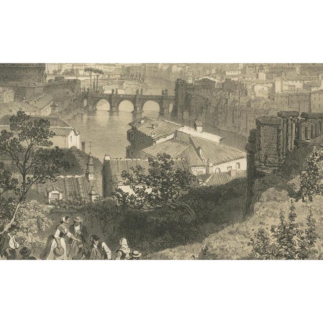 Paper Benoist, Panoramic View from Janiculum Hill, Rome Tiber & Vatican, 1860s, Print For Sale - Image 7 of 9