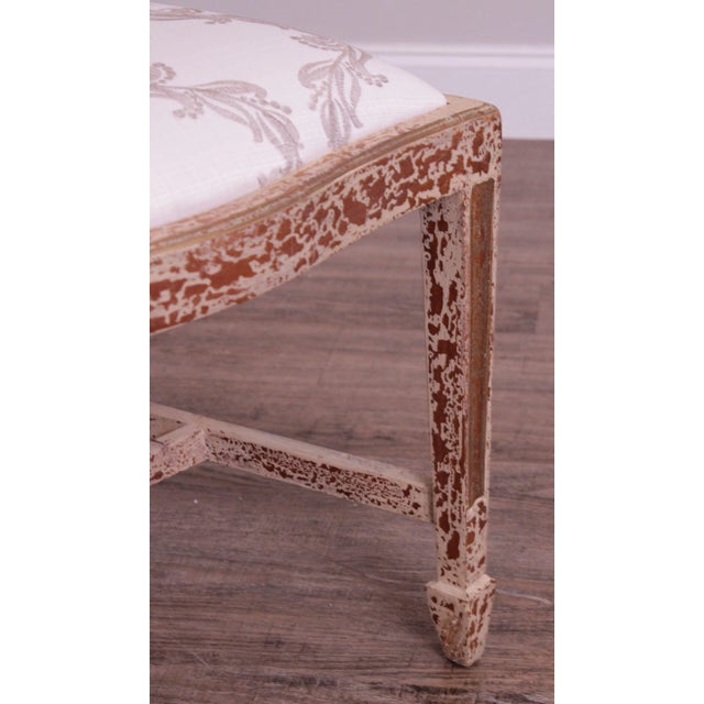 Wood Hepplewhite Style Set 6 Crackle Painted Dining Chairs For Sale - Image 7 of 13