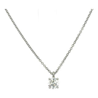 Tiffany & Co., 0.44 Carat Round Brilliant Cut Diamond Pendant Necklace, Platinum For Sale