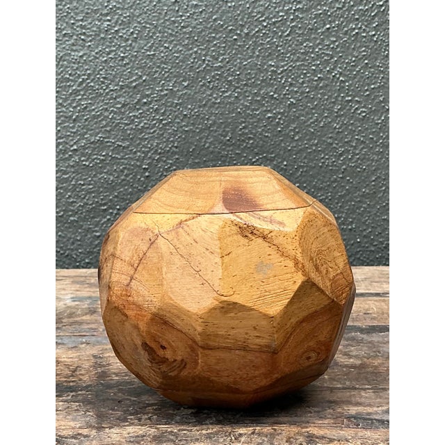 Contemporary Vintage Faceted Wood Sphere For Sale - Image 3 of 12