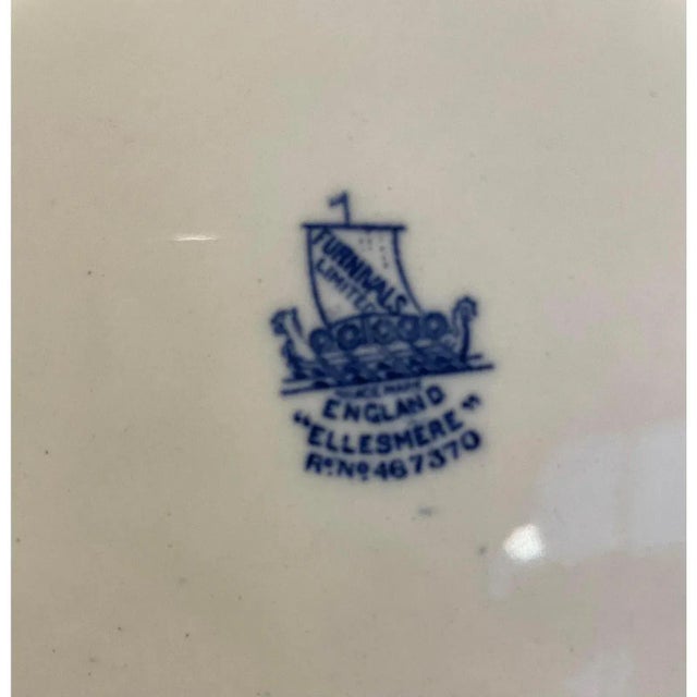 French Early 20th Century Antique Blue & White Serving Platter For Sale - Image 3 of 12