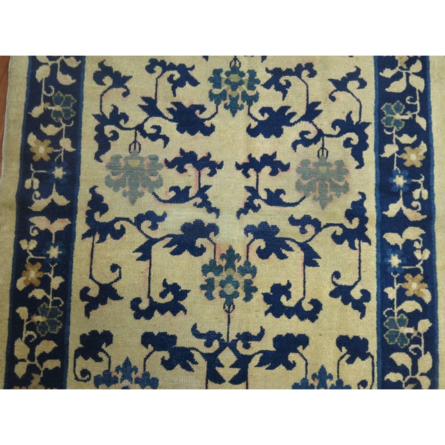 Early 21st Century Ivory Blue Chinese 20th Century Throw Rug - 3' x 5'10" For Sale - Image 5 of 6