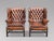 Quality Pair of late 19th-Century Brown Leather Chesterfield Wing Armchairs A fine quality pair of late 19th-century...