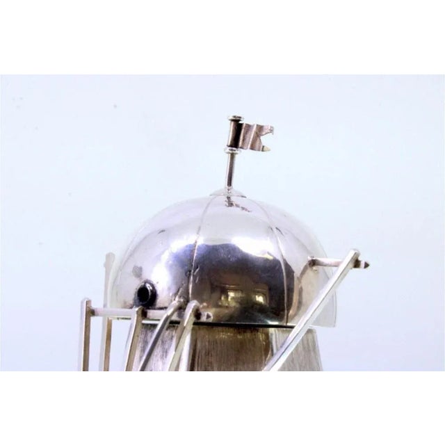 Silver Lighthouse with Raised Applications and Hammered Square Base For Sale - Image 5 of 9