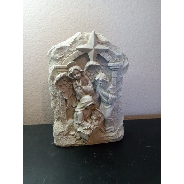 1980s 1980s Exquisite Andrea by Sadek Sandstone Holy Family Nativity Plaque For Sale - Image 5 of 7