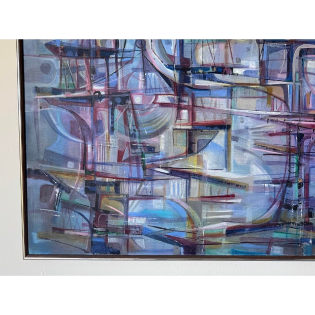 Wood 1970’s Oswaldo Gutierrez (1917– ) Cuban Expressionist Abstract Oil on Canvas Painting For Sale - Image 7 of 11