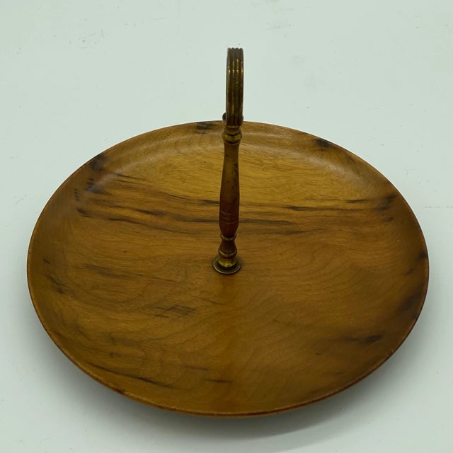 Mid-Century Turned Myrtle Wood Tidbit Tray For Sale In Philadelphia - Image 6 of 11
