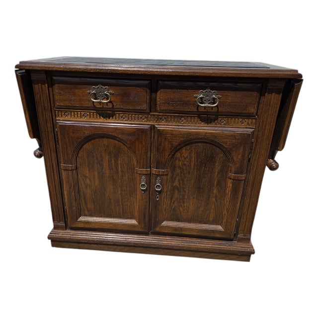 Ethan Allan Charter Oak Jacobean Sideboard Bar Console Server Liquor Cabinet For Sale