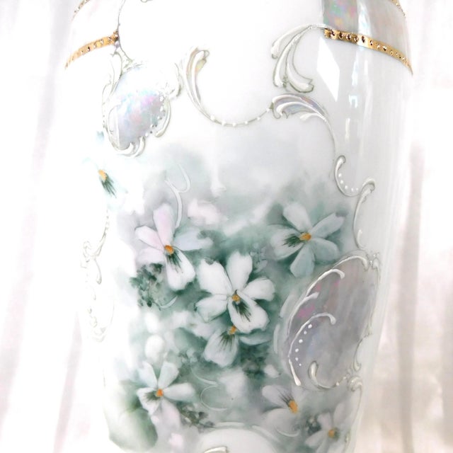 1970s Unmarked White Vase With Hand Decorated Details For Sale - Image 4 of 7