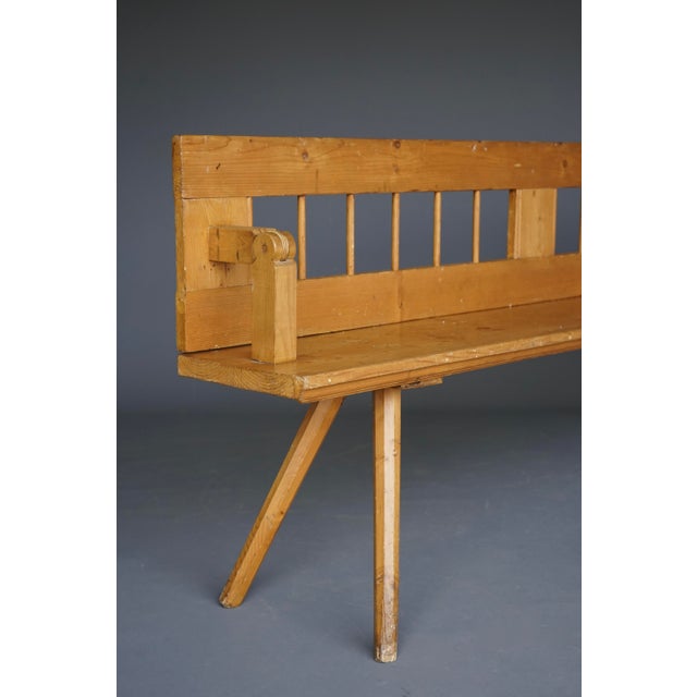 Antique Scandinavian Pine Bench with Turnable Backrest, 1890s For Sale - Image 4 of 14