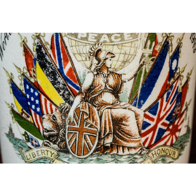 Commemorative Antique English World War I Patriotic Porcelain Beaker Cup Militaria Flags For Sale - Image 4 of 13