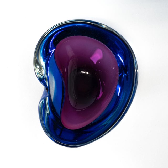 Italian 1960s Italian Murano Style Art Glass Blue & Purple Bowl For Sale - Image 3 of 10
