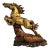 Early 20th Century Bronze Patina Jumping Horse Sculpture on Carved Wood Base For Sale