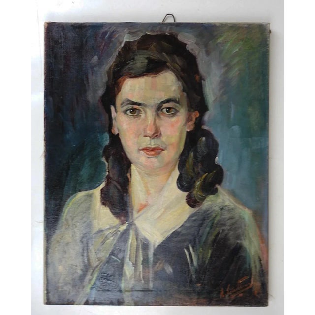 Early 20th Century Impressionist Continental Portrait of Woman Painting For Sale - Image 10 of 10