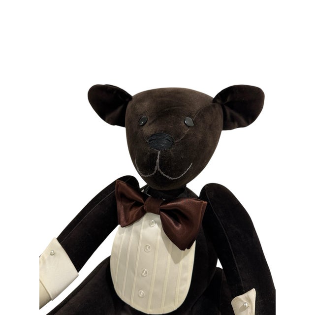 1985 Vintage Velvet Teddy Bear For Sale - Image 11 of 12