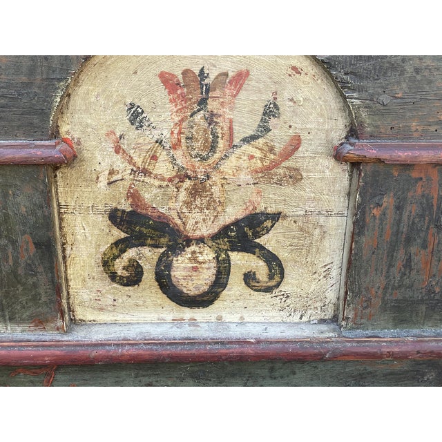 Forest Green Alpine Floral Painted Chest, 1807 For Sale - Image 8 of 13