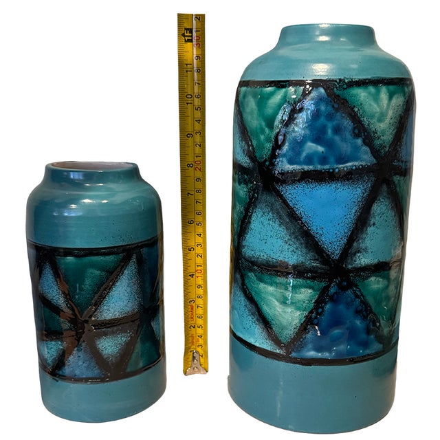 Mid 20th Century Italian Bitossi Vetrata Glaze Vases; Matched Pair, Models 941b and 942b For Sale - Image 13 of 17