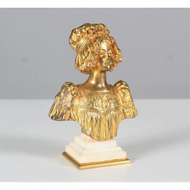 Gilded Bronze Bust of a Young Woman by Eugene Hannoteau, 1900 For Sale - Image 9 of 9