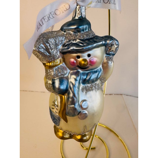 Waterford Waterford 1990s Nostalgic Collection Happy Snowman Ornament W/ Box For Sale - Image 4 of 6