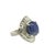 Metal 10.75 Carat Blue Star Sapphire Diamond Platinum Double Halo Ring, Size 6.5 For Sale - Image 7 of 8