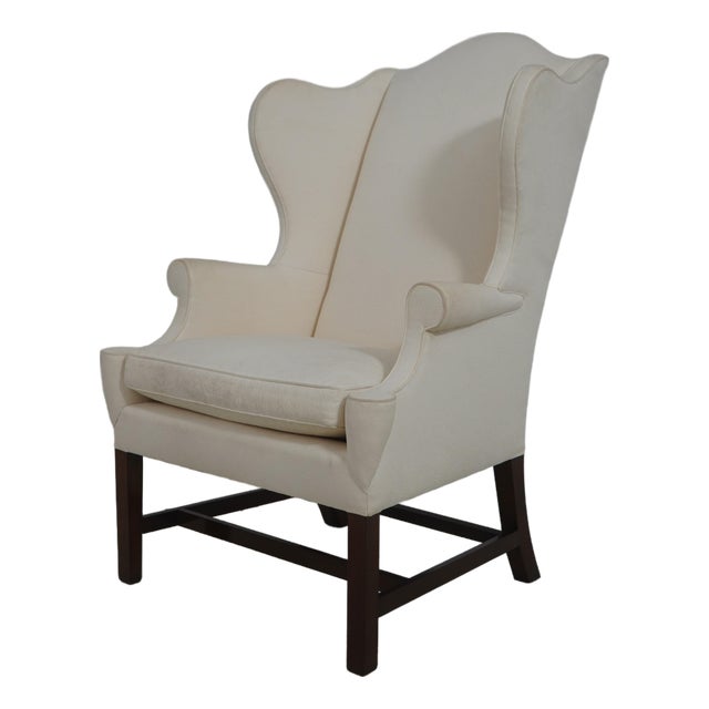 Kindel 18th Century Style Chippendale Mahogany Wing Chair For Sale