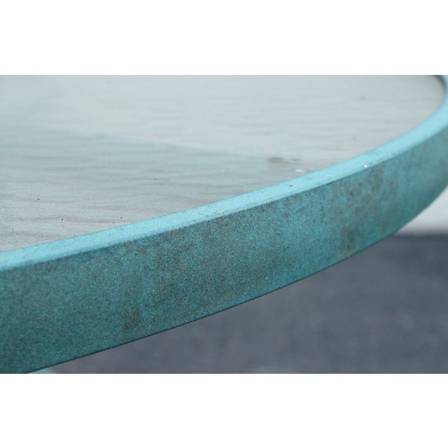 Woodard Round Glass Top Outdoor Patio Dining Table For Sale - Image 11 of 12