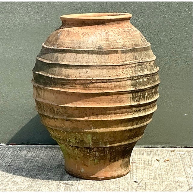 Vintage Monumental Patinated Terra Cotta Urn For Sale - Image 10 of 12