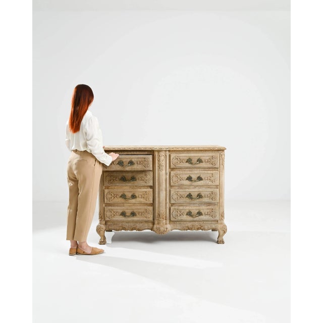 Early 19th Century Early 20th Century Belgian Bleached Oak Chest Of Drawers For Sale - Image 5 of 11