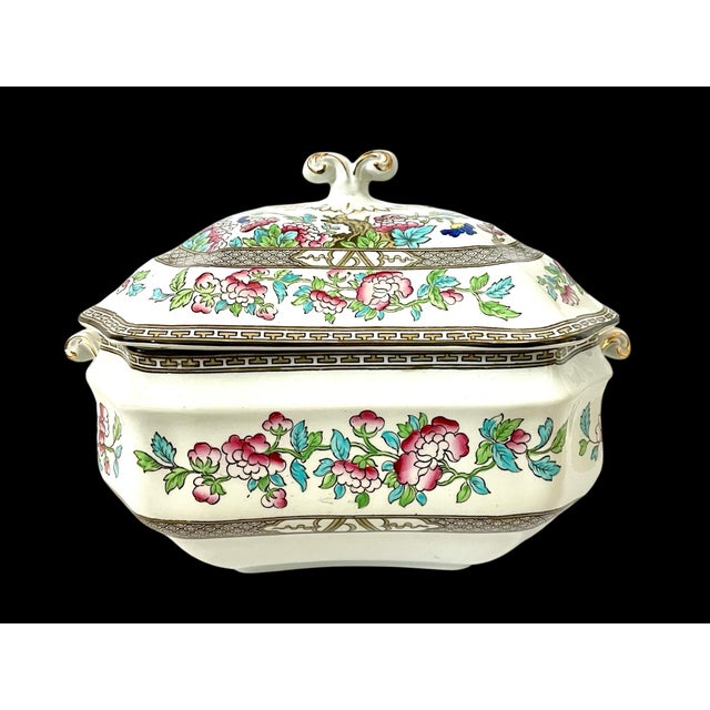 English Antique Bridgewood & Sons Indian Tree Octagonal Soup Tureen or Covered Server For Sale - Image 3 of 8