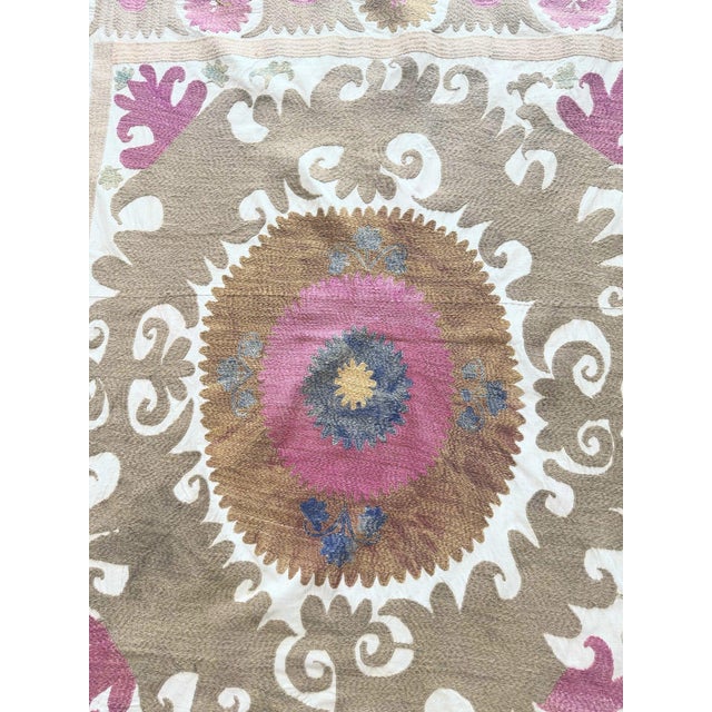 Vintage Embroidered Suzani from Uzbek, circa 1960s era. Dimension; 48'' x 52'' inches / 121 x 133 cm / 4' x 4'4''...