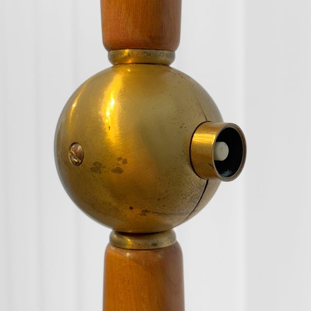 Mid-Century Swedish Modern Brass and Birch Floor Lamp by Ivar Fransson for Iwo, 1940s For Sale - Image 6 of 13