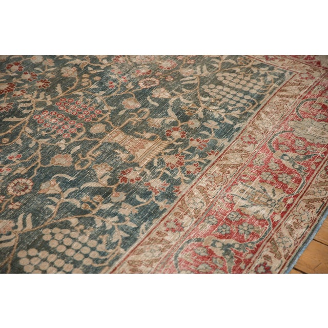Forest Green Vintage Distressed Tabriz Carpet - 8'1" x 11'4" For Sale - Image 8 of 12