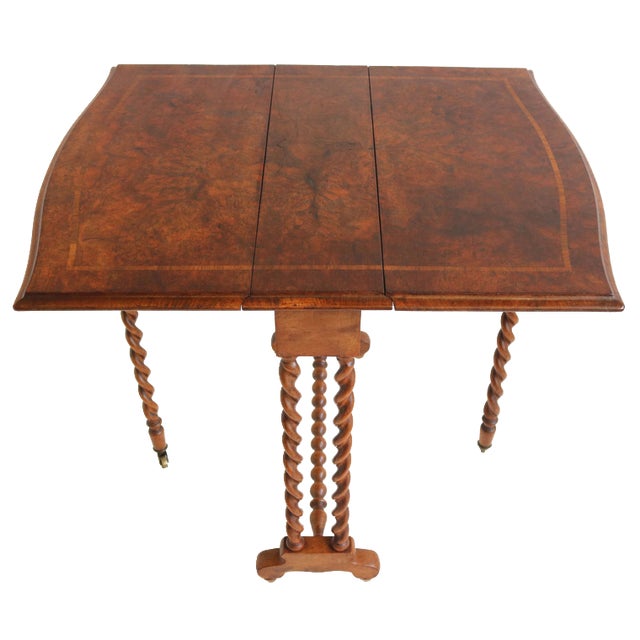 Antique English Barley Twist Foldable Table, 1890 For Sale