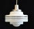 Vintage Art Deco Revival White Satin Glass Pendant Light With Brushed Chrome Hardware For Sale - Image 9 of 9