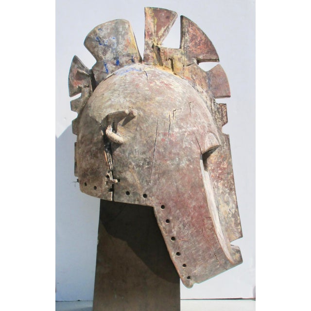 Antique African tribal wood mask from the Fang tribal group. Central equatorial Africa. Carved from one piece with holes...